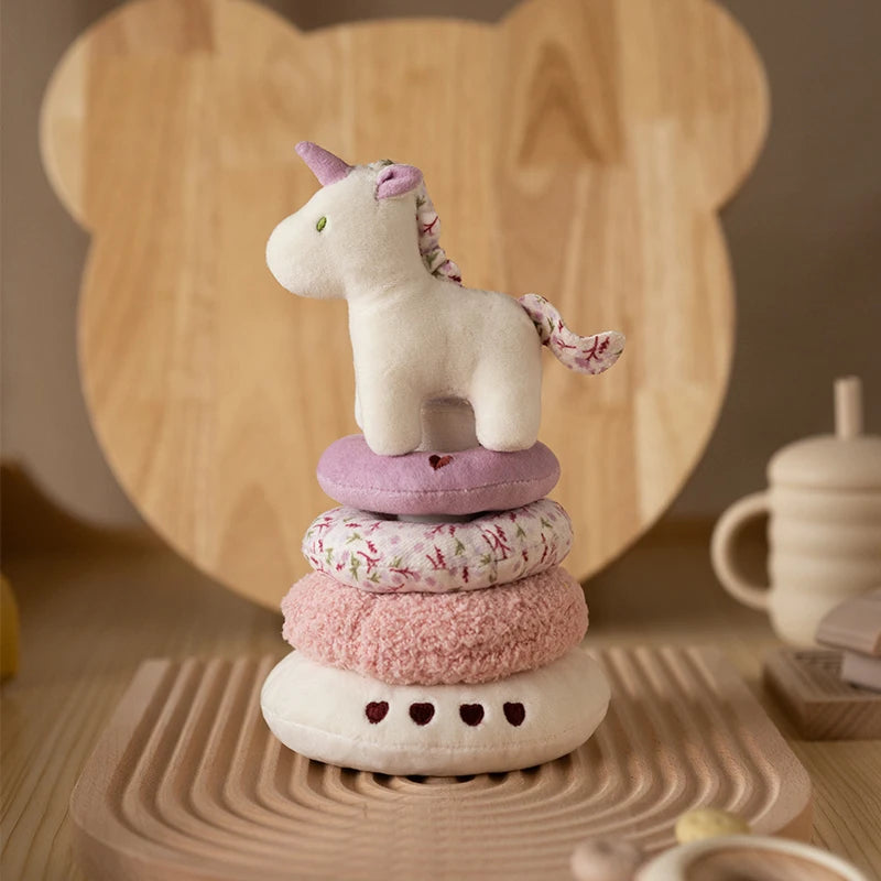 Baby Unicorn Plush Stacking Toy for Boys Girls Gifts Encourage Sensory Development Toys Cartoon Toddlers Soft Stacking Play Toy