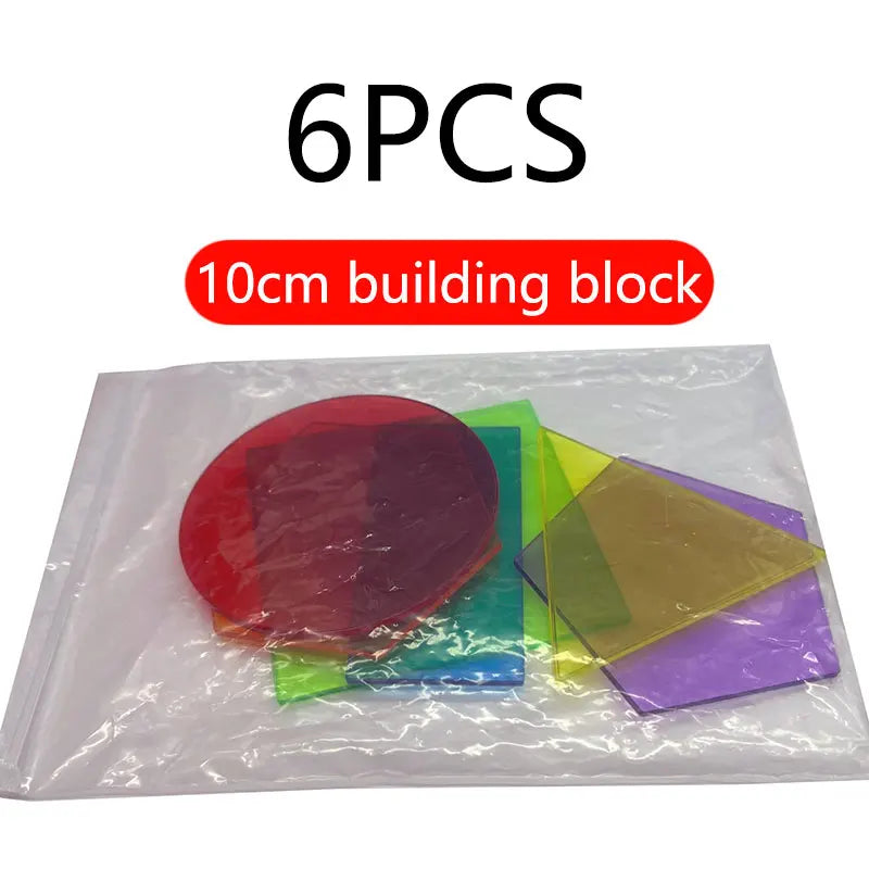 Children Transparent Blocks Montessori Toys 3D Geometric Shapes DIY Sensory Play Parish Educational Learning Light Table Toys