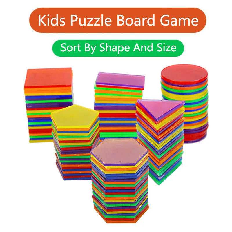 Children Transparent Blocks Montessori Toys 3D Geometric Shapes DIY Sensory Play Parish Educational Learning Light Table Toys