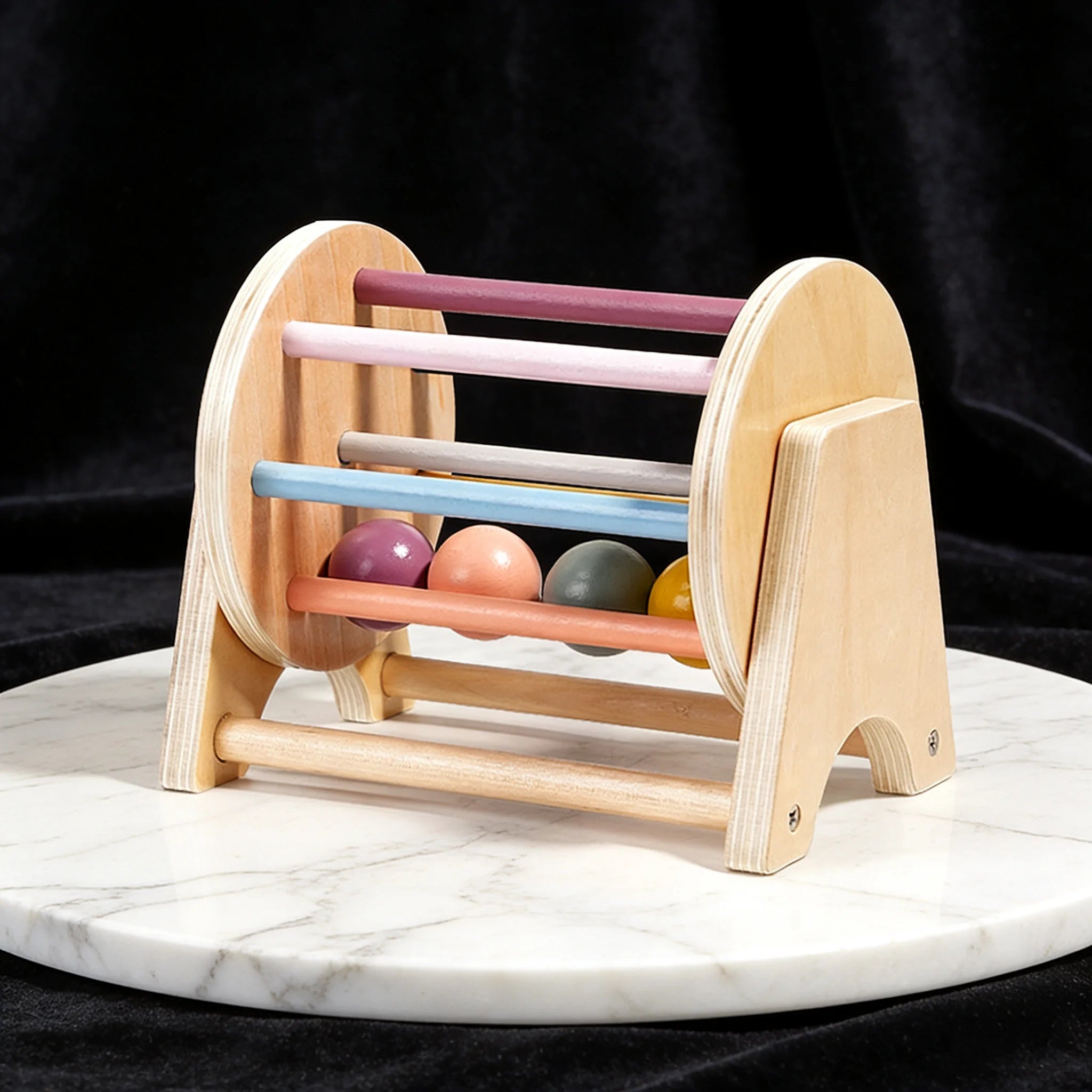 Desktop Scrolling Drum Premium Wooden Sensory Toy Smooth Rolling Beads Durable Design Perfect Educational Play Toddlers Aged