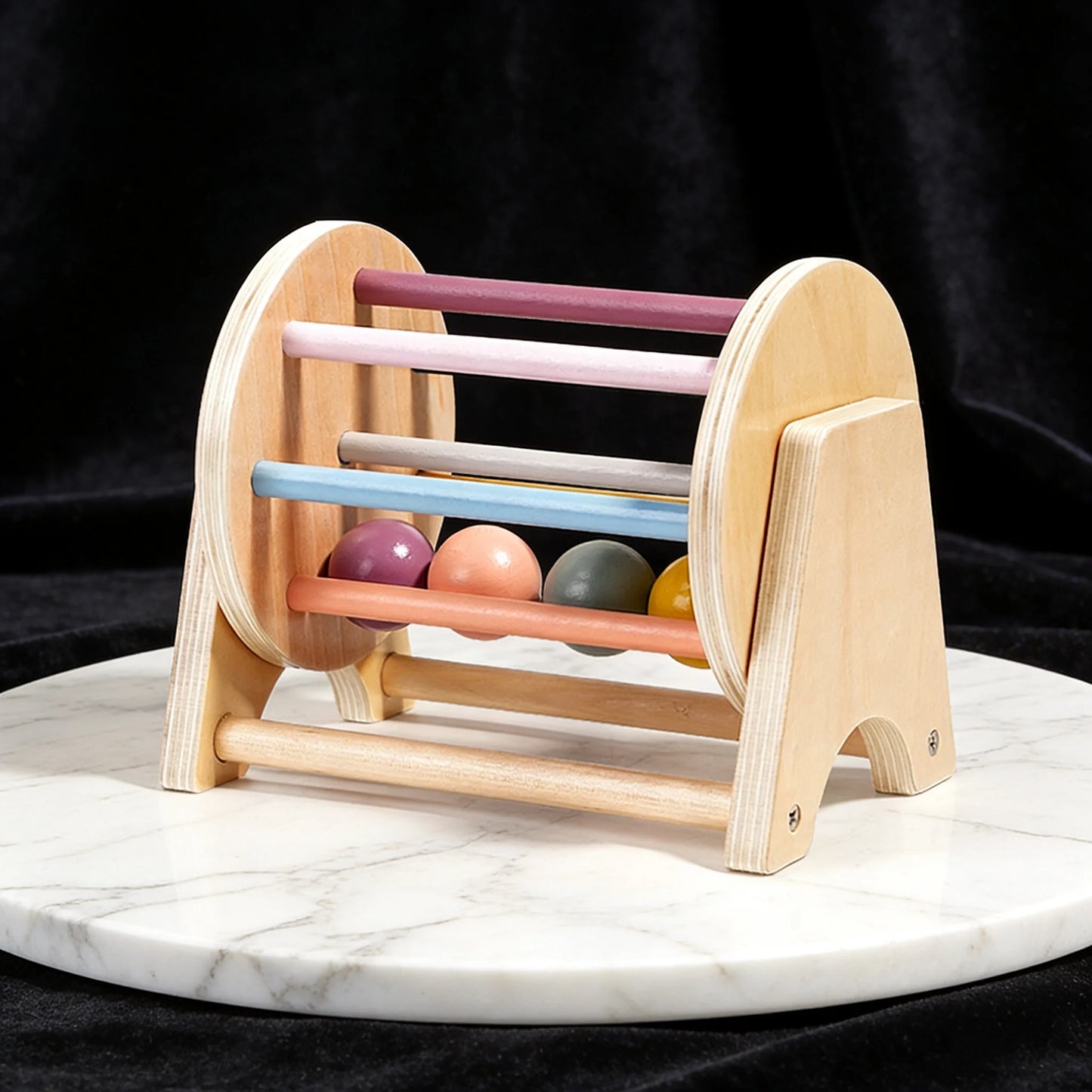 Desktop Scrolling Drum Premium Wooden Sensory Toy Smooth Rolling Beads Durable Design Perfect Educational Play Toddlers Aged