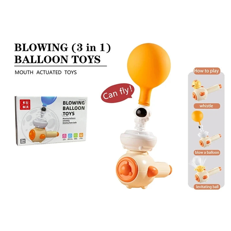 Montessori Toy for Kids with Whistle Ball Blowing Floating Blow Pipe Ball Three in One Sensory Fine Motor Skills Educational Toy