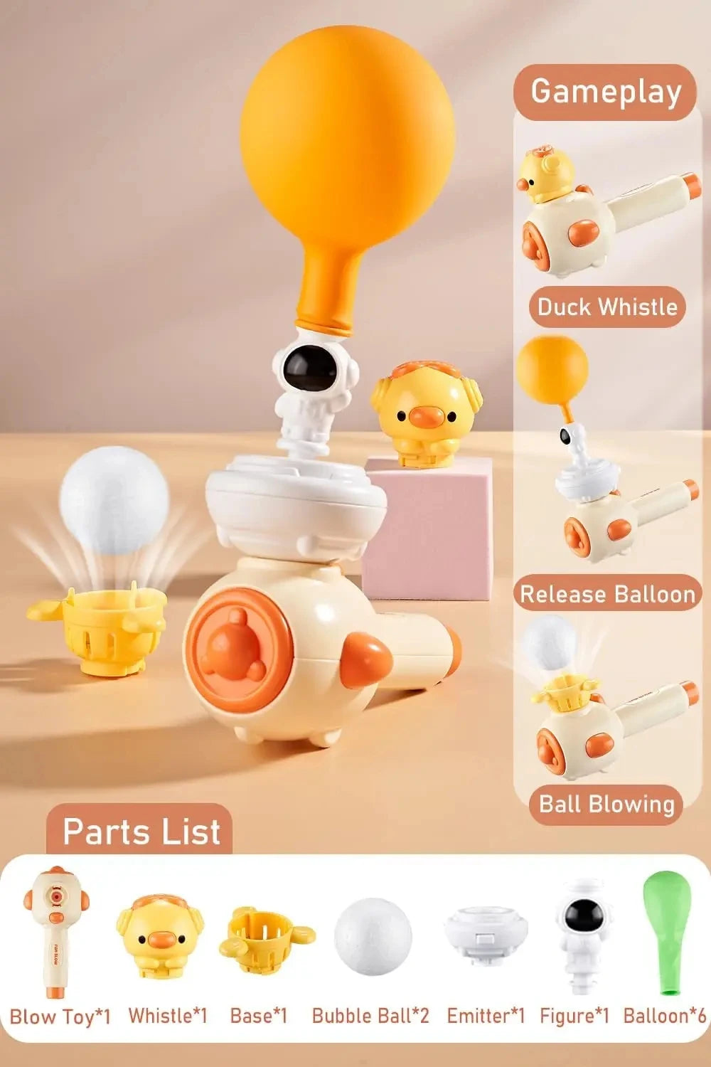 Montessori Toy for Kids with Whistle Ball Blowing Floating Blow Pipe Ball Three in One Sensory Fine Motor Skills Educational Toy
