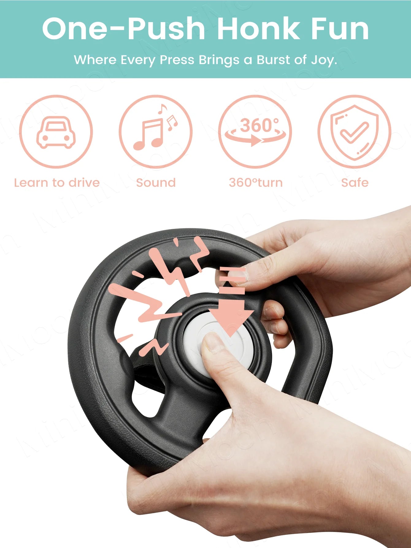 1PC Universal Pretend Steering Wheel for Strollers & Carts - Detachable, Fun Driving Attachment