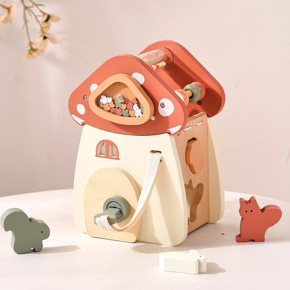 Montessori Five-in-one Toy Wooden Mushroom Baby Puzzle Toy Multi-Functional Sensory Development Early Education Toys Child Gift