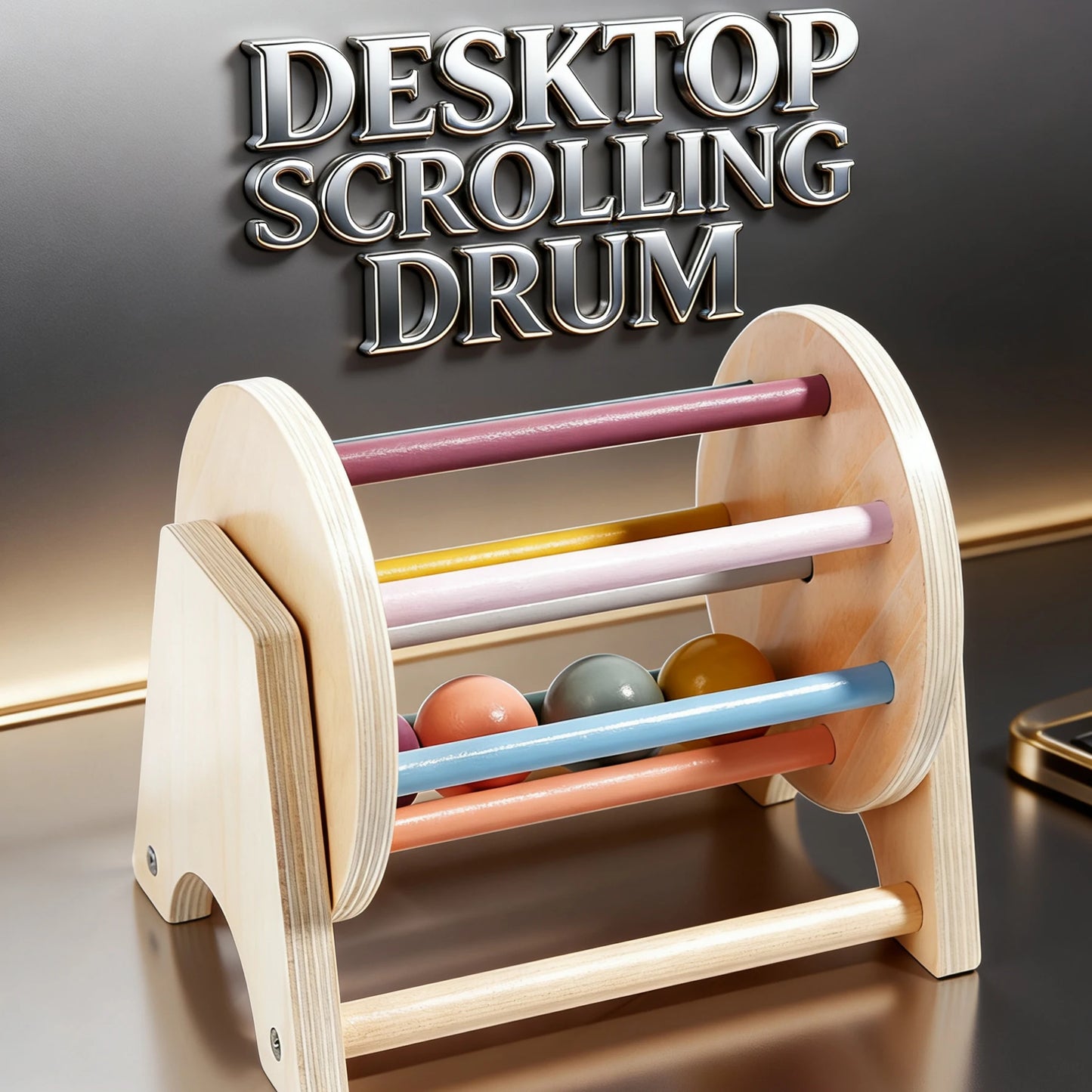 Desktop Scrolling Drum Premium Wooden Sensory Toy Smooth Rolling Beads Durable Design Perfect Educational Play Toddlers Aged