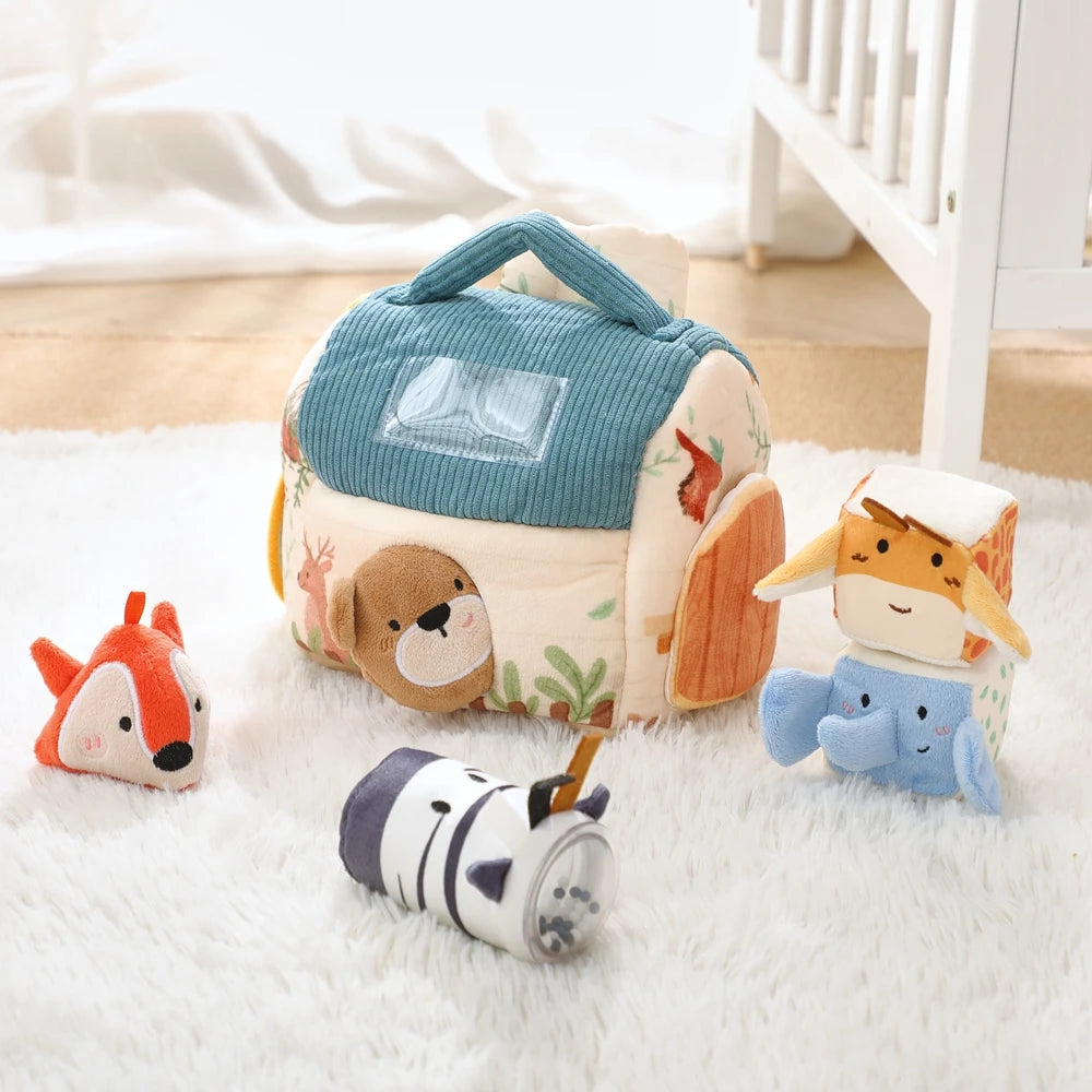 Baby Montessori Toys Cartoon Animal Cotton Magic Box Finger Movement Game Sensory Cognitive Toys With Sound And Mirror Functions