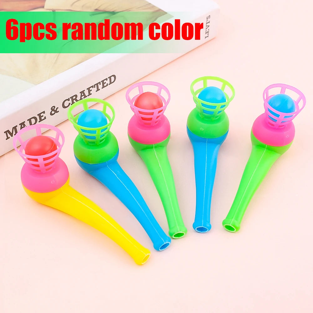 2-8pcs Colorful Plastic Tube Blow Ball Children's Puzzle Toys Classic Magic Floating Blow Ball Toys Baby Balance Training Game