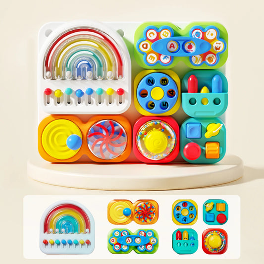 Auby Busy Board 3.0 – Detachable Sensory Toy for Toddlers 1-6, Portable Travel Activity Board with 7 Tools, Fine Motor Skills