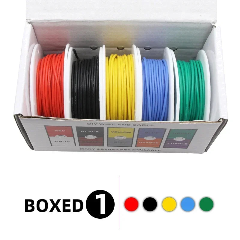 （5 Colors Mix Kit）Heat Resistant Flexible Silicone Wire 30/28/26/24/22/20/18/16AWG Stranded Cable Electrical Tinned Copper Wires