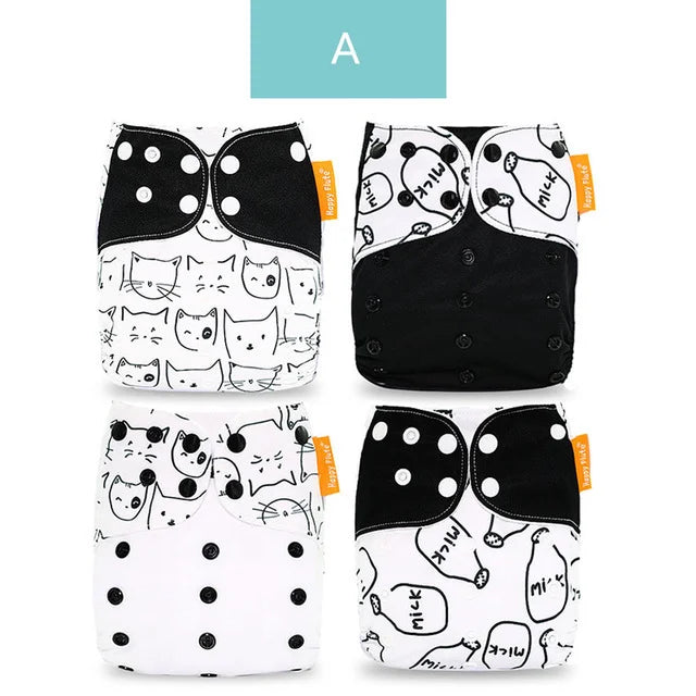 Happyflute New Desig Hot Sale 4Pcs OS Pocket Diaper Washable&Reusable Absorbent Ecological Diaper Cover Adjustable Baby Nappy