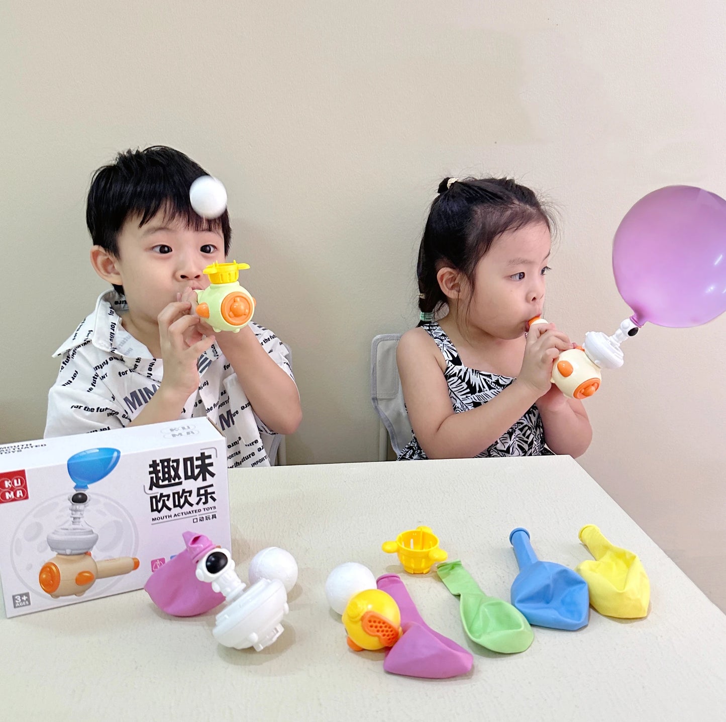Montessori Toy for Kids with Whistle Ball Blowing Floating Blow Pipe Ball Three in One Sensory Fine Motor Skills Educational Toy