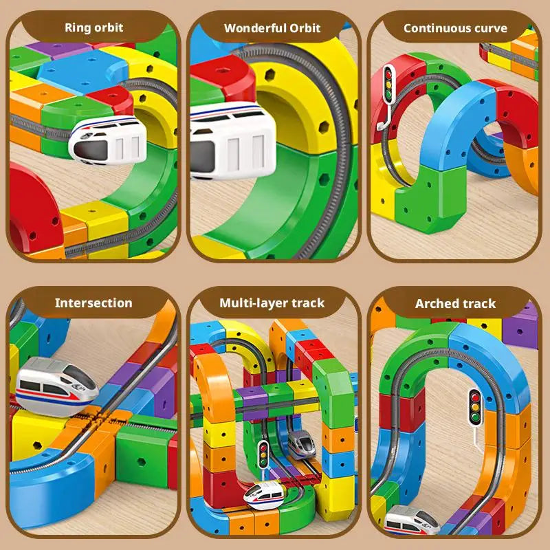 51/81/123PCS Magical Track Train USB Rechargeable 3D Building Tracks Cube Rails STEM Educational Toys Christmas Birthday Gift