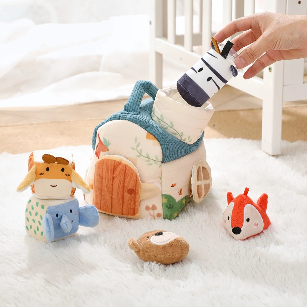 Baby Montessori Toys Cartoon Animal Cotton Magic Box Finger Movement Game Sensory Cognitive Toys With Sound And Mirror Functions