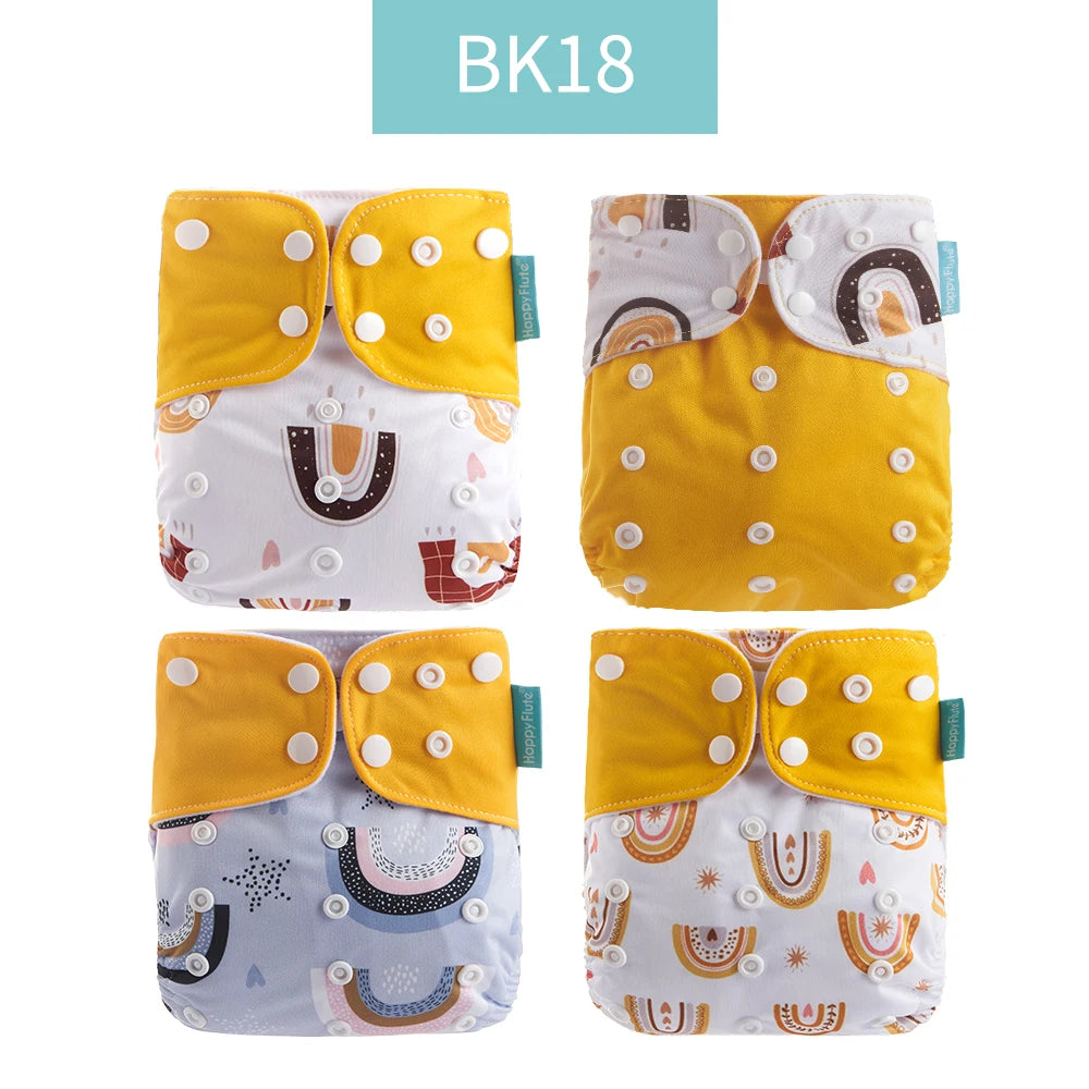 Happyflute New Desig Hot Sale 4Pcs OS Pocket Diaper Washable&Reusable Absorbent Ecological Diaper Cover Adjustable Baby Nappy