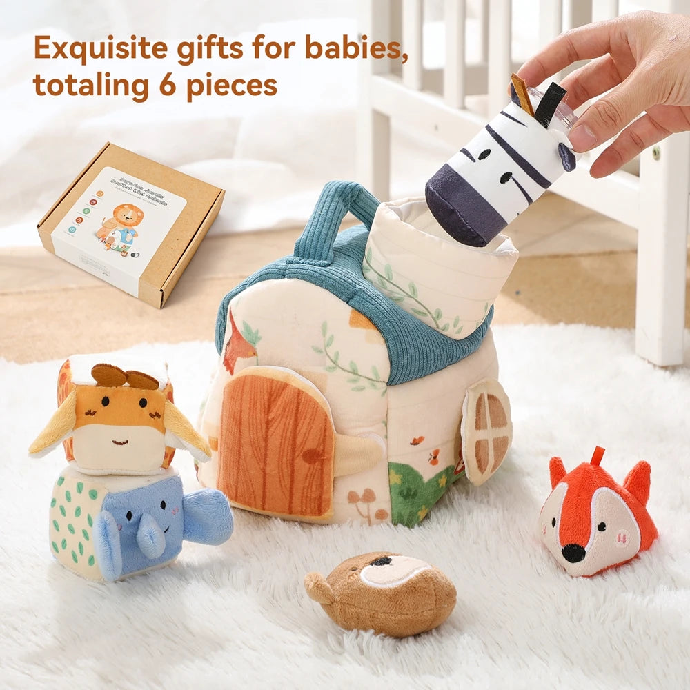 Baby Montessori Toys Cartoon Animal Cotton Magic Box Finger Movement Game Sensory Cognitive Toys With Sound And Mirror Functions