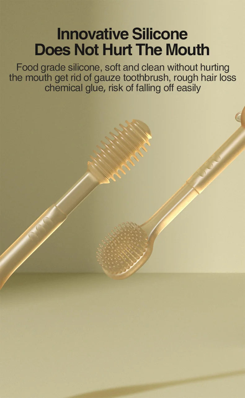 MAMIJOY 3-In-1 Baby Silicone Tongue Brush Infant Toddler Oral Care Toothbrush Training Teeth Brush with Cover BPA Free BY11