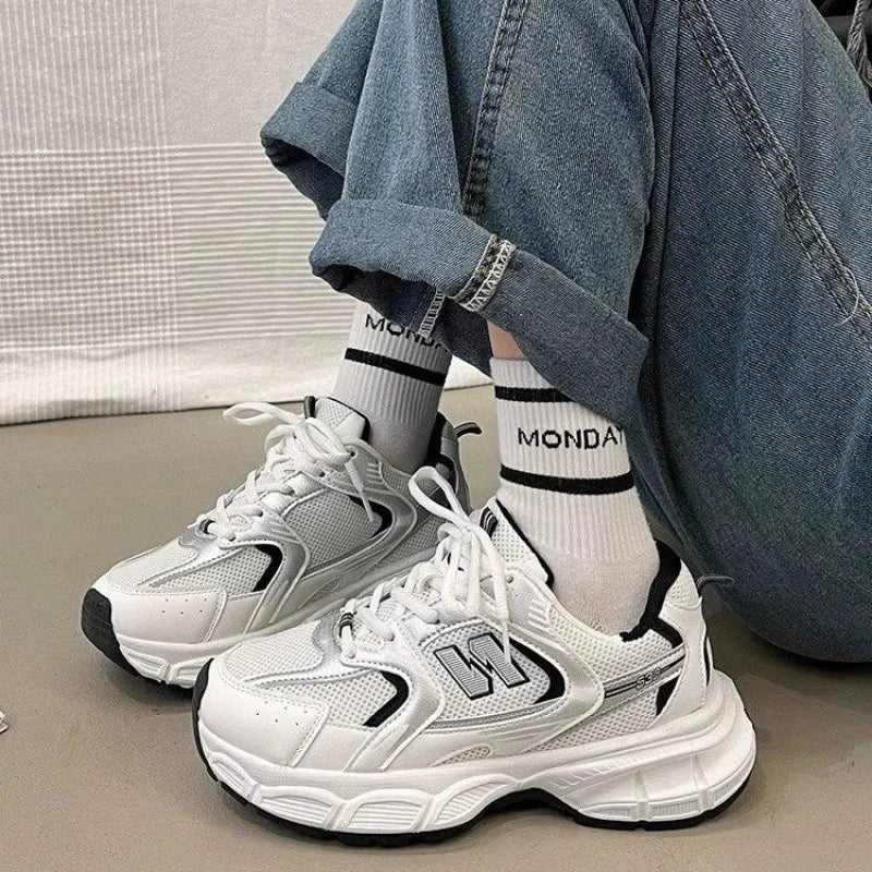 Women's Fashion Dad Shoes Mesh Running Sneakers，Breathable Casual Sports Shoes for Students，Everyday Training Shoes