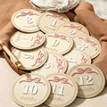 Ylsteed Newborn Photography 1-12 Months Baby Milestone Wooden Discs Pink Bow 3D Engraved Photo Props Keepsake Cards Shower -HD