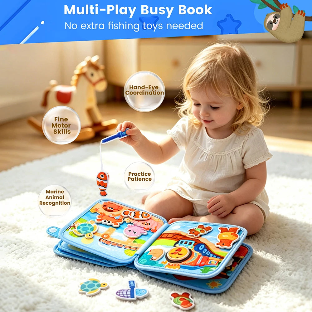 Montessori Toy Busy Board Giraffe Busy Book Preschool Learning Educational Quiet Book Sensory Travel Toy for Baby 3 4 5 6 Ages