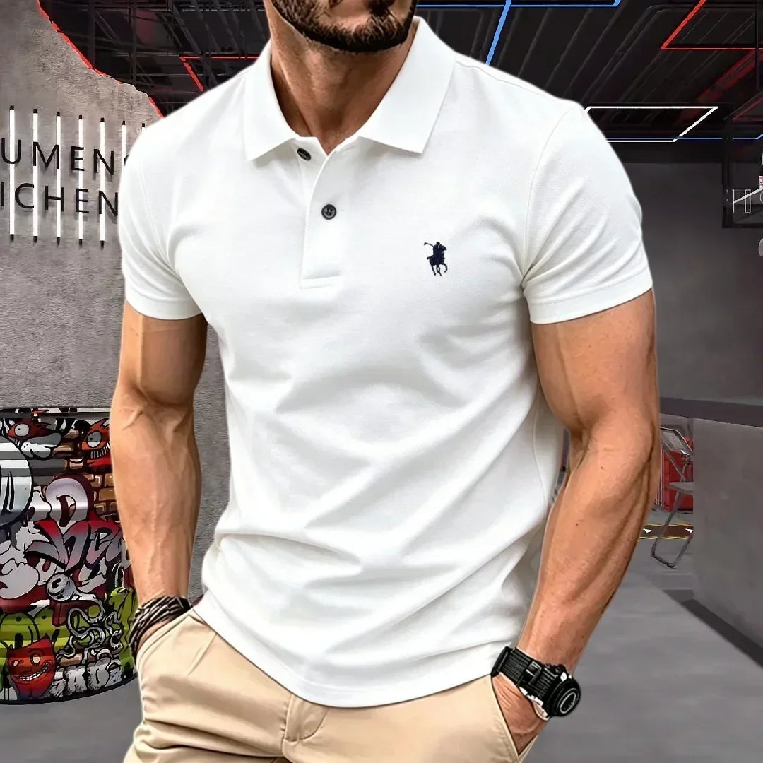 100% pure cotton 2026 high-end brand men's short sleeve polo shirt summer fashion luxury pony embroidery golf top casual T-shirt