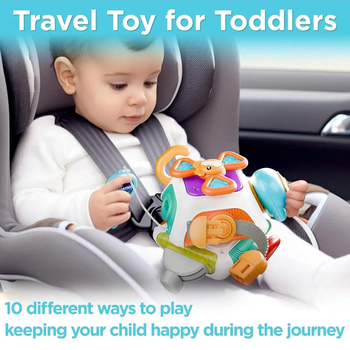 10 in 1 Baby Busy Board Cube Montessori Sensory Toys for Toddler Educational Learning Activities Travel Fine Toy Motor Skill