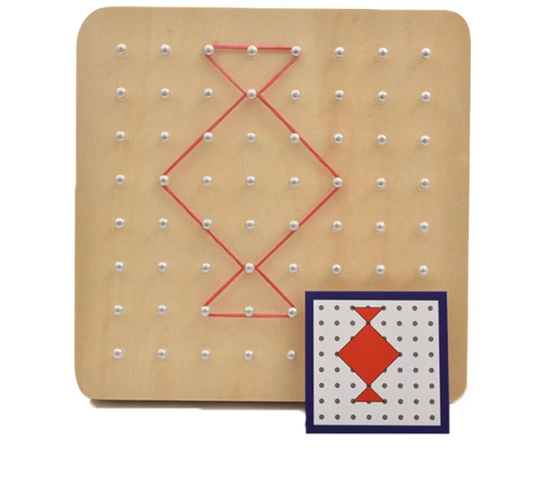 Montessori Baby Creative Toy Graphics Rubber Tie Nail Boards with Cards Childhood Education Preschool Kids