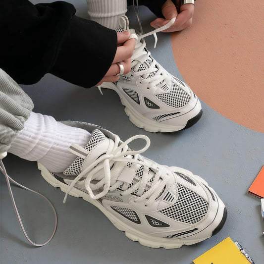 Retro Chunky Sneakers Men Women Y2K Aesthetic Running Breathable Mesh Sport Footwear Vintage White Platform Casual Dad Shoes
