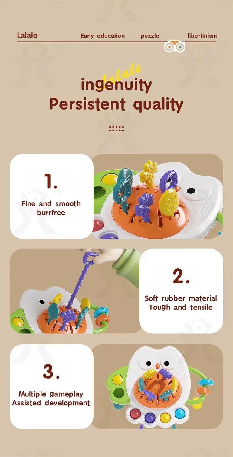 Activity Development Pull String Toys Silicone Teething Rattle Educational Learning Toy Baby Sensory Montessori Toys 6 12 Months