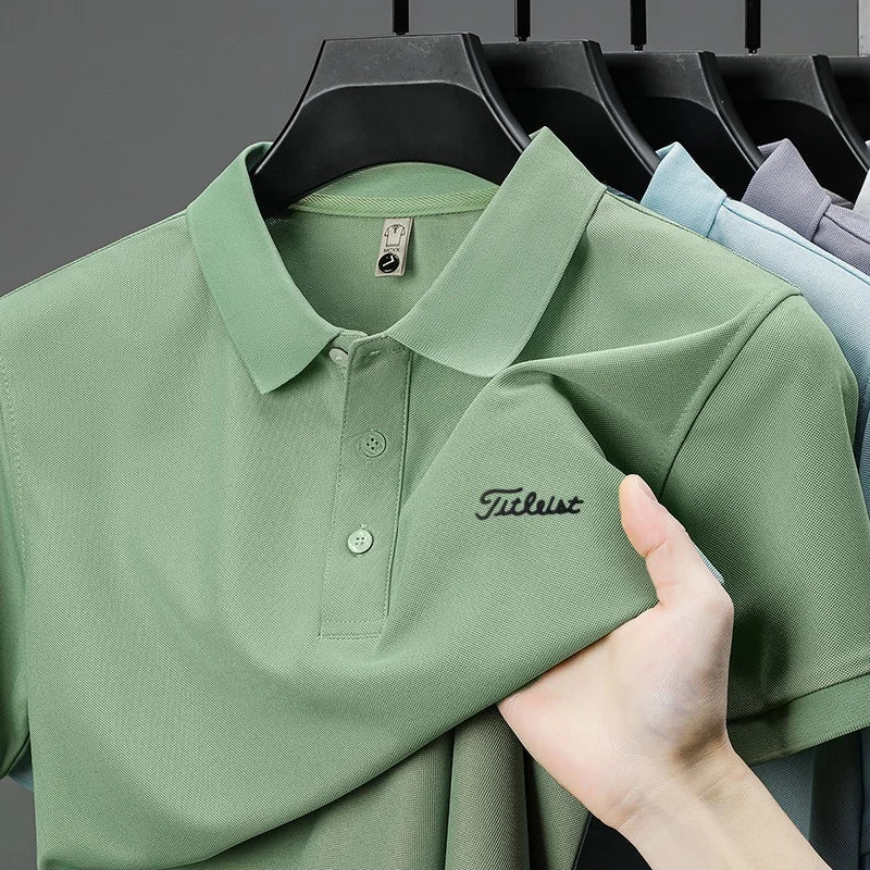 designer men's high quality brand short sleeves polo shirt lapel letter printing ventilate t-shirt business leisure men's wear