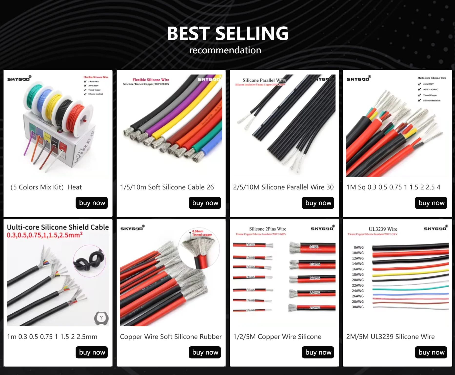 （5 Colors Mix Kit）Heat Resistant Flexible Silicone Wire 30/28/26/24/22/20/18/16AWG Stranded Cable Electrical Tinned Copper Wires