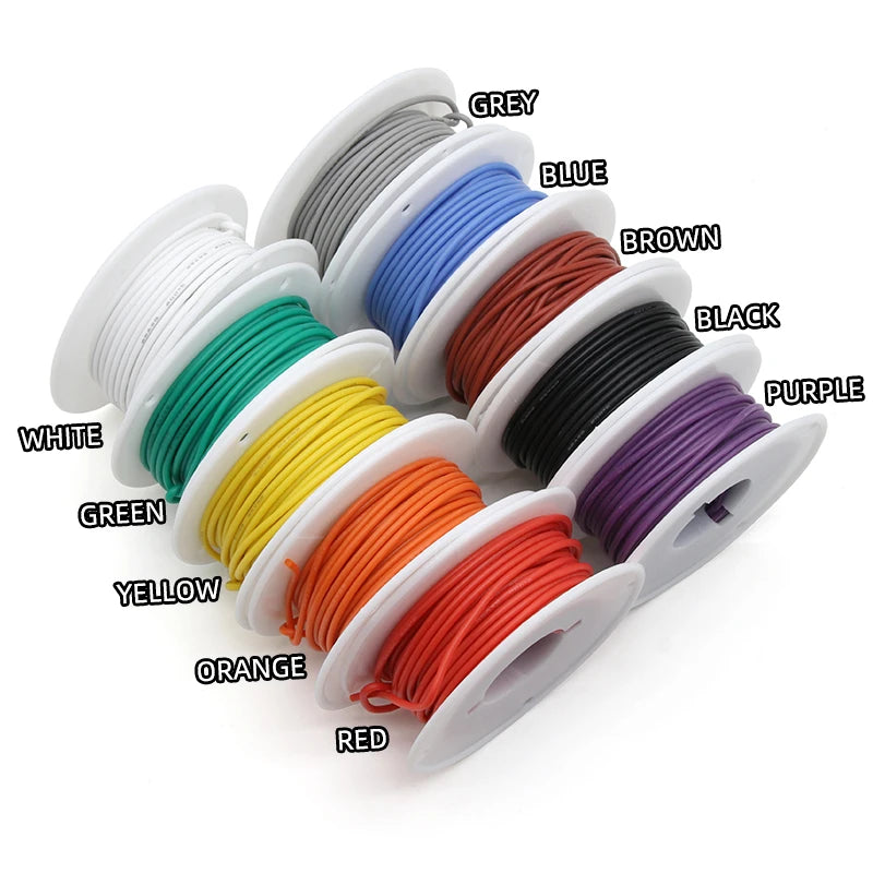 （5 Colors Mix Kit）Heat Resistant Flexible Silicone Wire 30/28/26/24/22/20/18/16AWG Stranded Cable Electrical Tinned Copper Wires