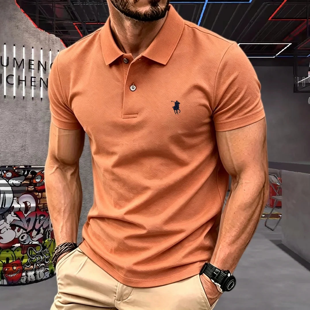 100% pure cotton 2026 high-end brand men's short sleeve polo shirt summer fashion luxury pony embroidery golf top casual T-shirt