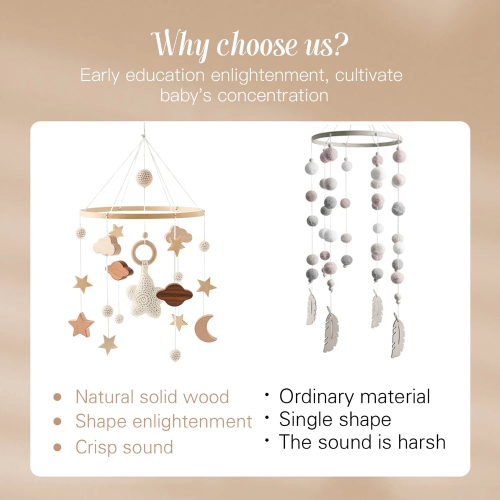 Mobile Wooden Bell Baby Toys 0-12 Months Rattle Toys Bed Newborn Crib mobile With Music Box Bed Bell Hanging Toys Crib Bracket