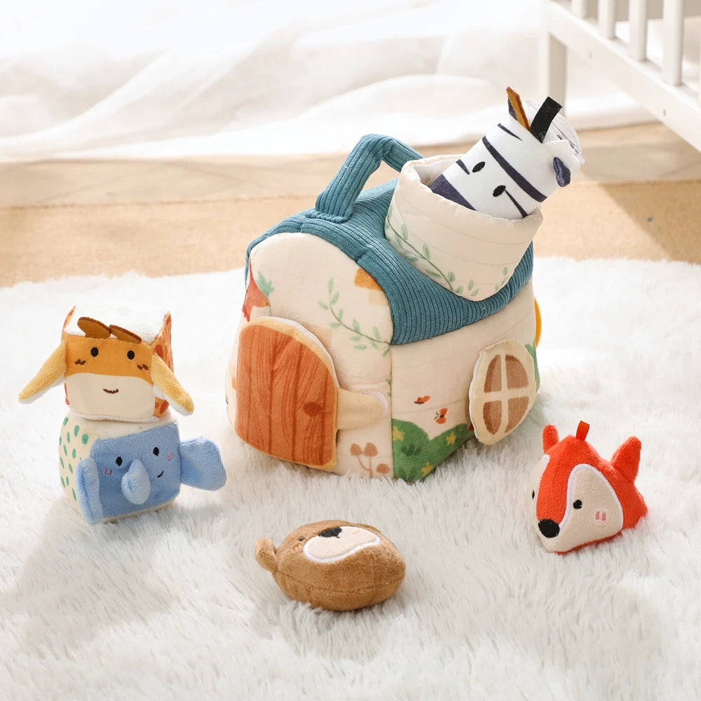 Baby Montessori Toys Cartoon Animal Cotton Magic Box Finger Movement Game Sensory Cognitive Toys With Sound And Mirror Functions