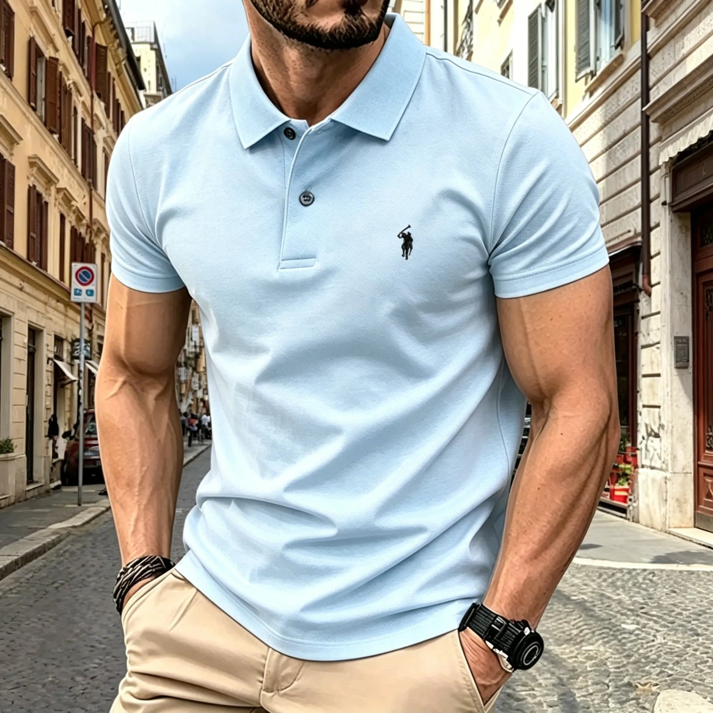 2026 summer  high-end brand men's short sleeve polo shirt 2026 summer luxury fashion pony embroidery golf top casual T-shirt