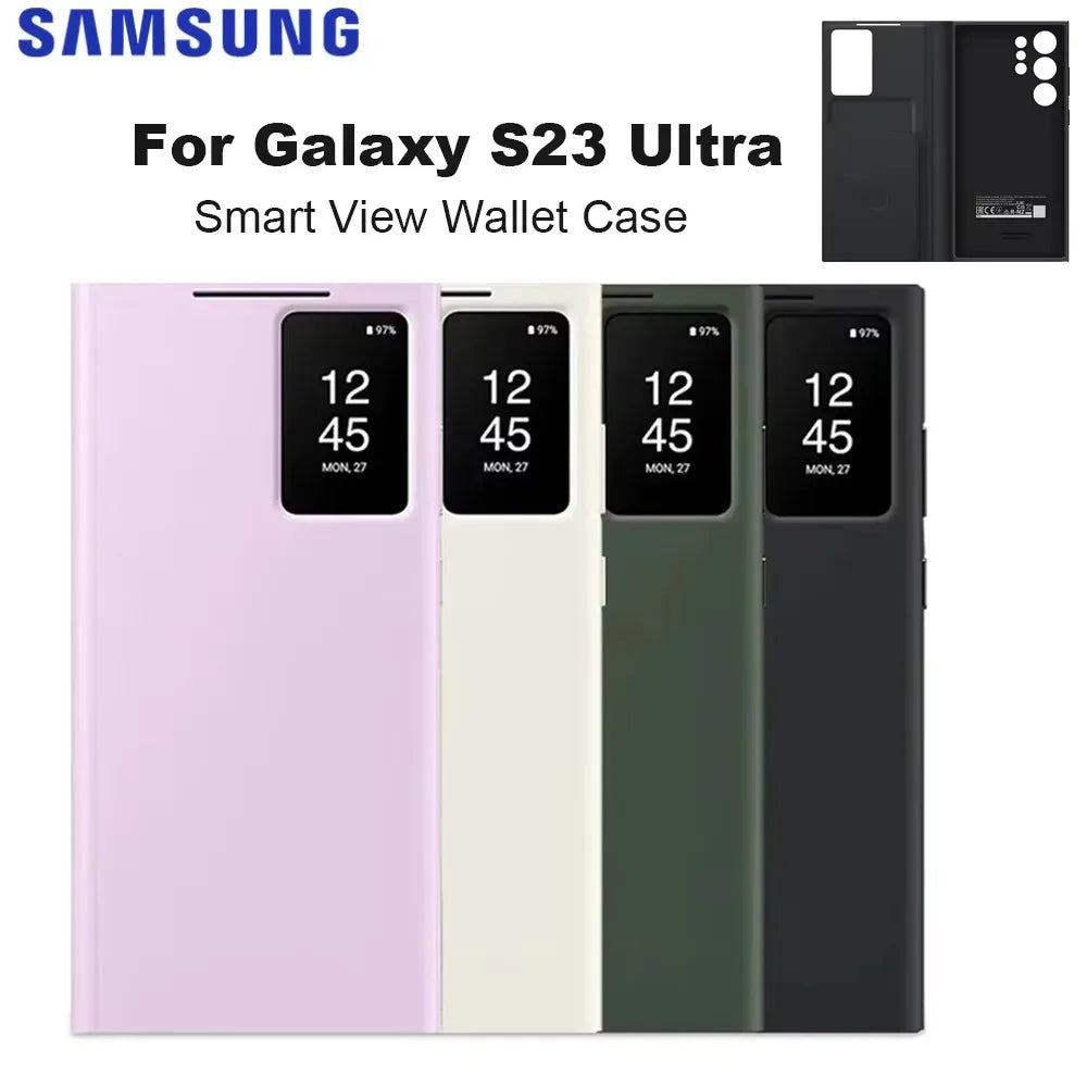 Original For Samsung Galaxy S23 Ultra Smart View Wallet Flip Case for Galaxy S23Ultra Smart View Phone Cover SM-S918B