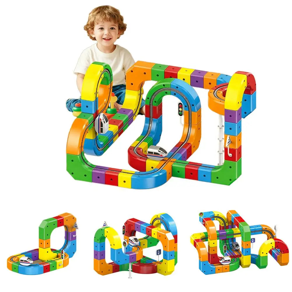 51/81/123PCS Magical Track Train USB Rechargeable 3D Building Tracks Cube Rails STEM Educational Toys Christmas Birthday Gift
