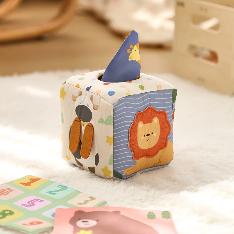 Montessori Cloths Toys Magic Cotton Animal Tissue Box Kids Finger Exercise Cloth Busy Box Toys Baby Educational Activity Sensory