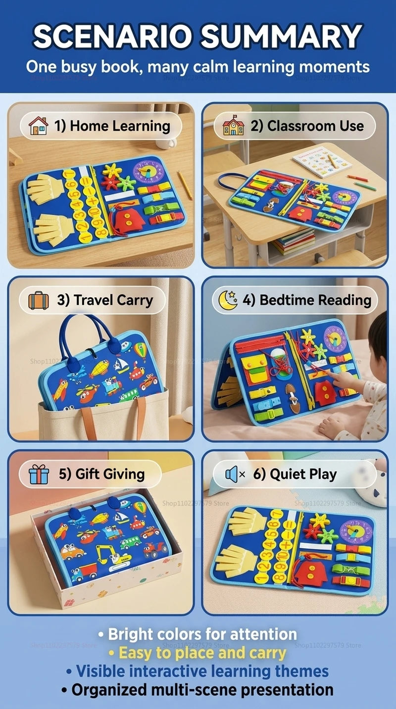 New Busy Board Montessori Toys for Toddler Busy Book Sensory Preshool Early Education Learning Fine Motor Skills Toys For Kids