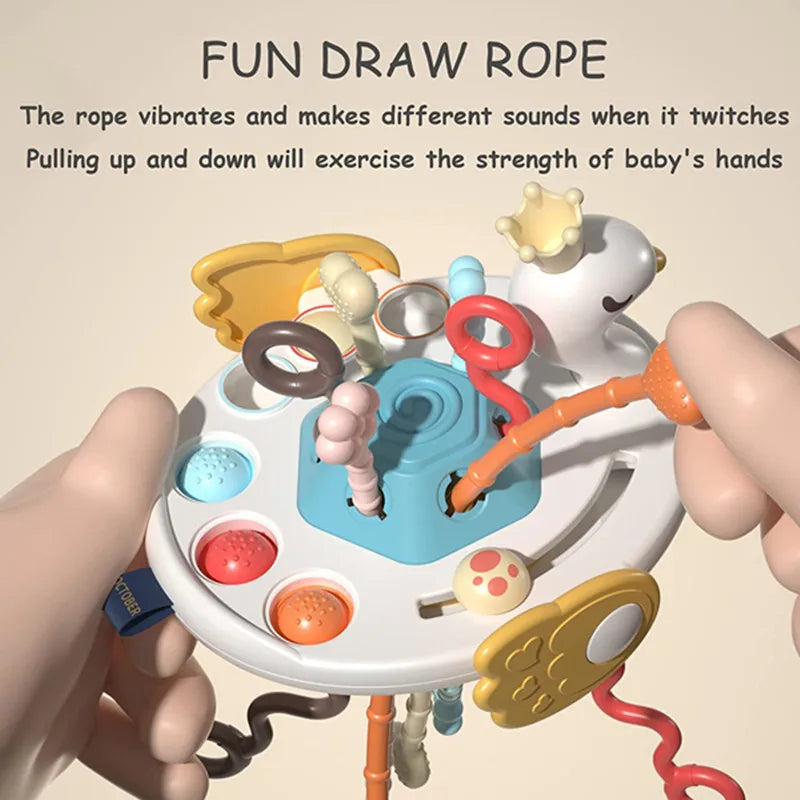 Activity Development Pull String Toys Silicone Teething Rattle Educational Learning Toy Baby Sensory Montessori Toys 6 12 Months