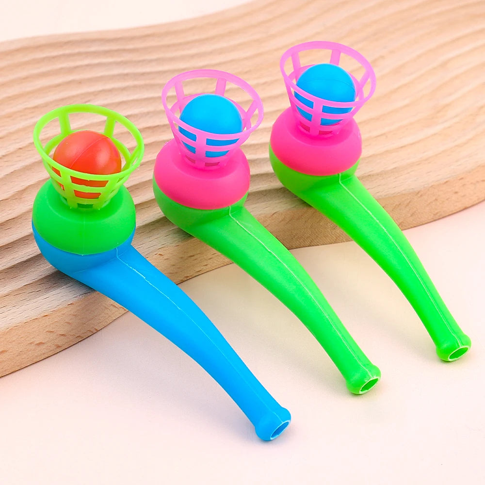 2-8pcs Colorful Plastic Tube Blow Ball Children's Puzzle Toys Classic Magic Floating Blow Ball Toys Baby Balance Training Game