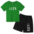 ICON print  2-12 Years Boys Girl  Children Clothes T-shirts+ Shorts Sets Casual Short Sleeve shorts suits
