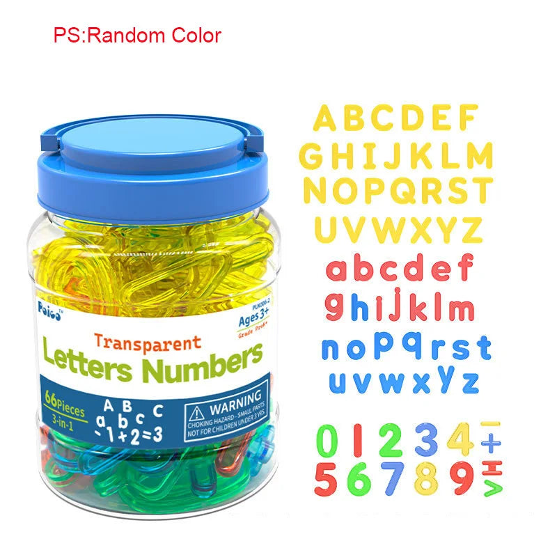 Kids Montessori Colorful Transparent Letters Numbers Set Sensory Activity Math Learning Counting Toy Education Teaching Aids