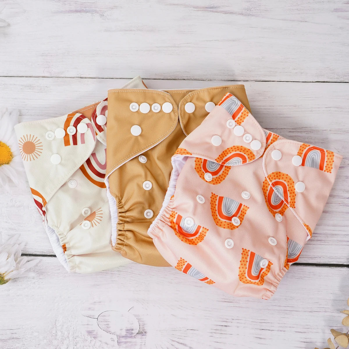 Elinfant 3PCS Washable One Size Cloth Diaper Waterproof Reusable Cloth Diaper For 3-15kg Baby