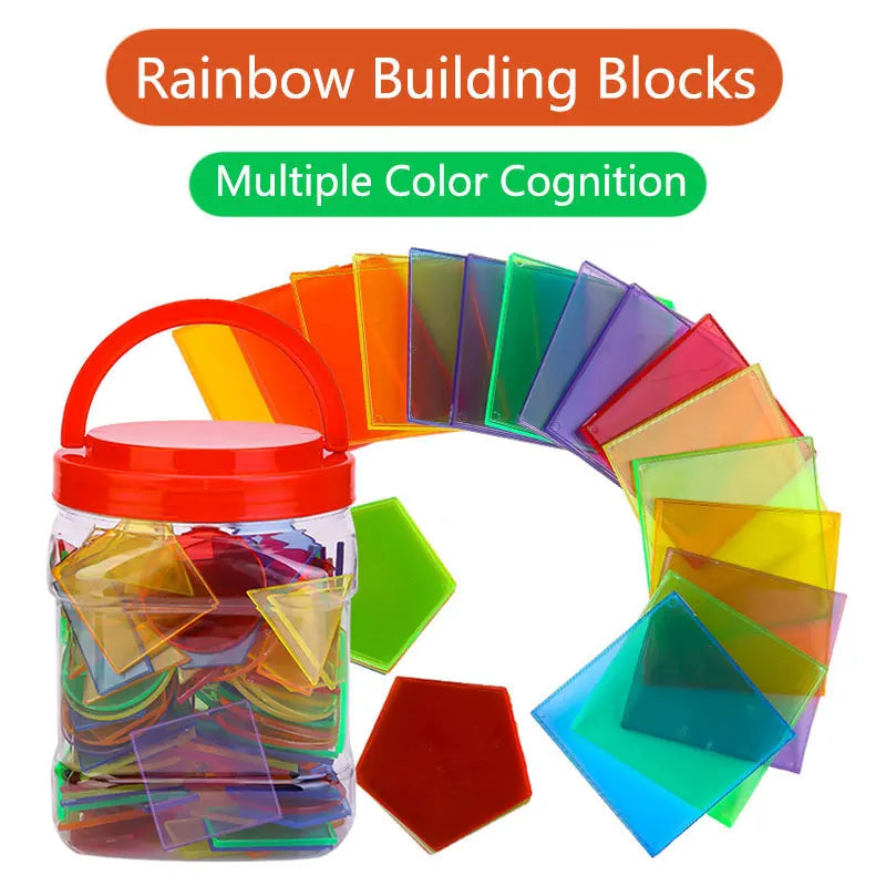 Children Transparent Blocks Montessori Toys 3D Geometric Shapes DIY Sensory Play Parish Educational Learning Light Table Toys