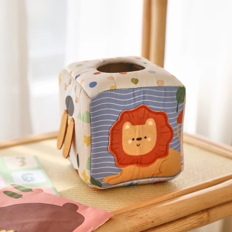 Montessori Cloths Toys Magic Cotton Animal Tissue Box Kids Finger Exercise Cloth Busy Box Toys Baby Educational Activity Sensory