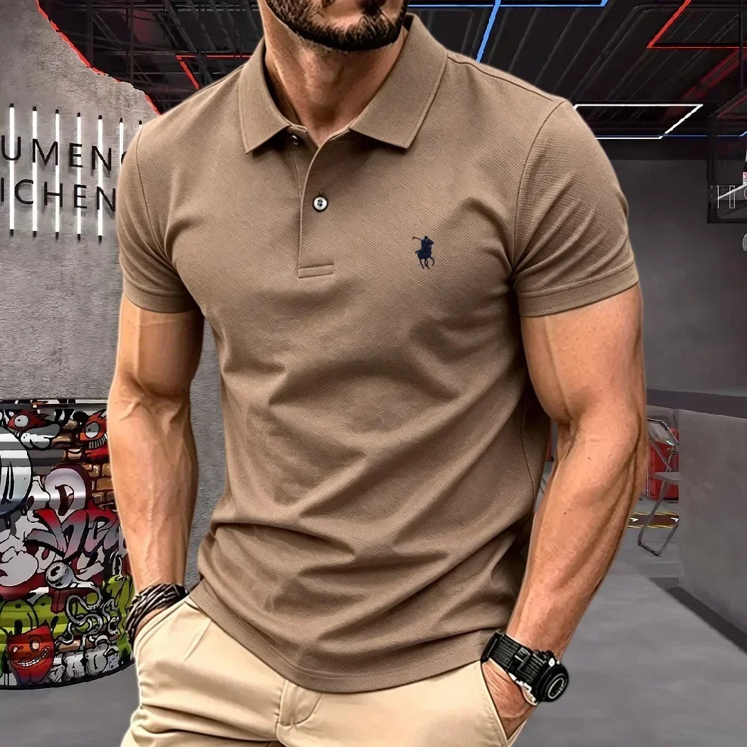 100% pure cotton 2026 high-end brand men's short sleeve polo shirt summer fashion luxury pony embroidery golf top casual T-shirt