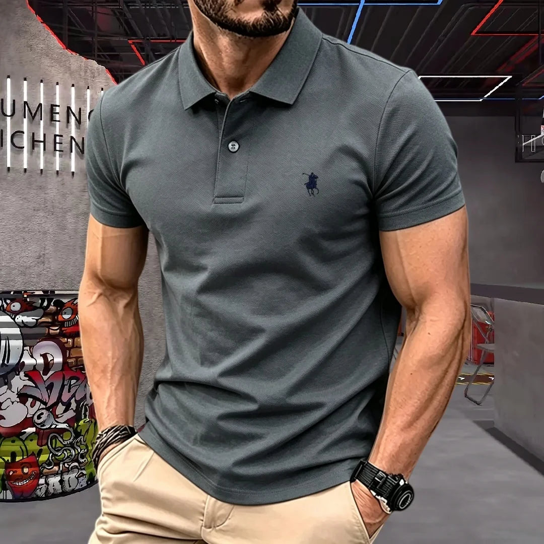 100% pure cotton 2026 high-end brand men's short sleeve polo shirt summer fashion luxury pony embroidery golf top casual T-shirt