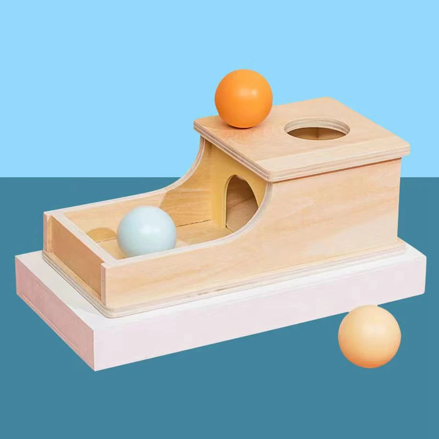 Montessori Wooden Pitch Ball Box Drawer Game Learning Early Education Preschool Training Teaching Kids Aids Baby Toys